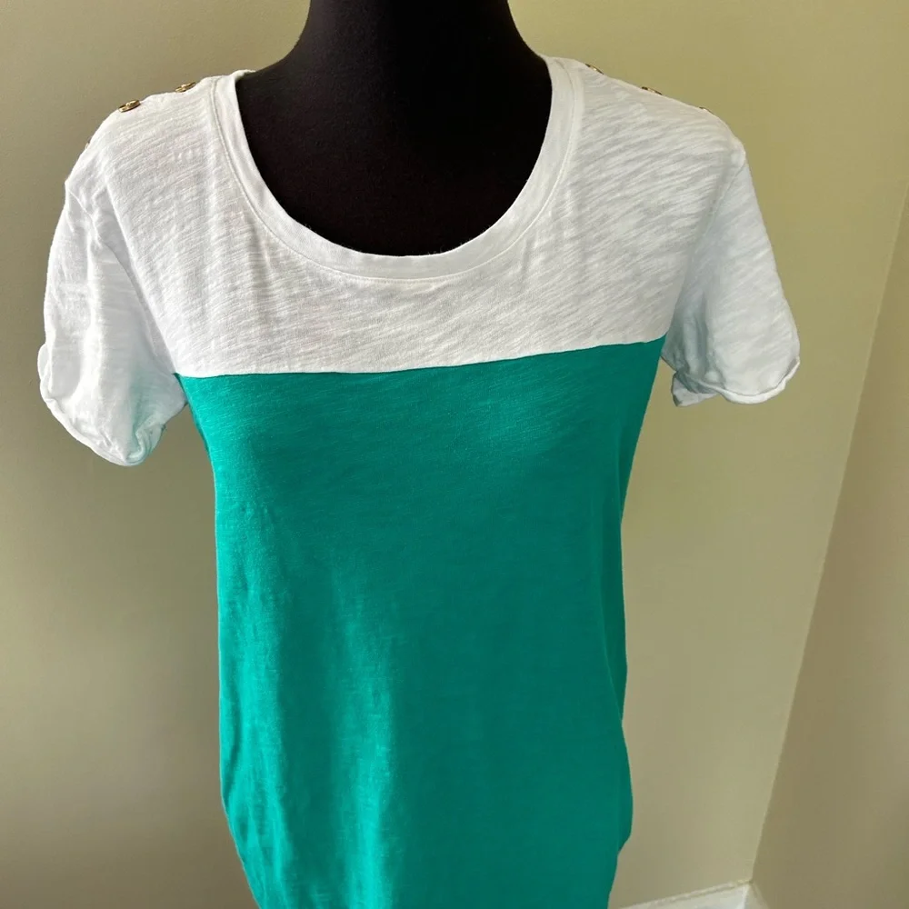 Elegant Teal and White Mini Dress - Picture 3 of 6